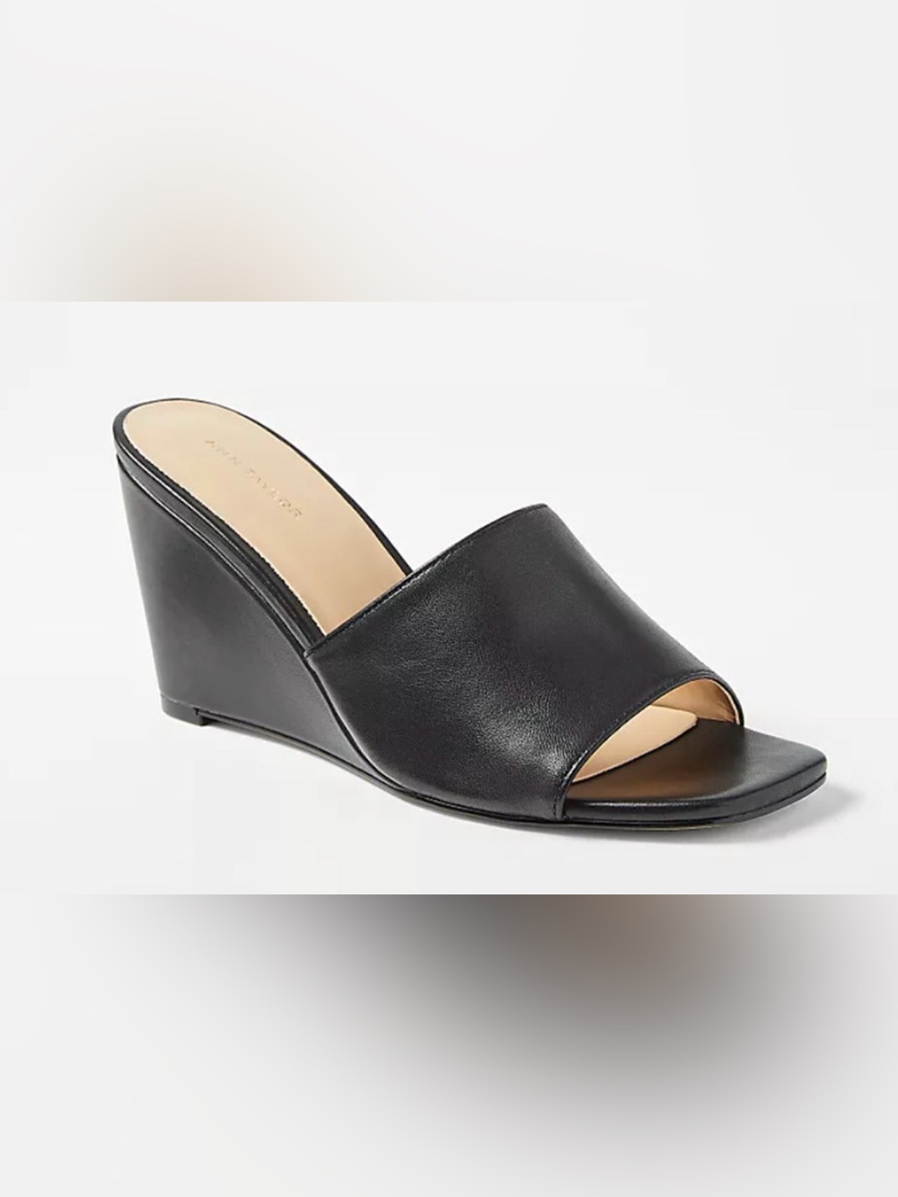 NEW ANN TAYLOR BLACK LEATHER STRAP HIGH WEDGE SANDALS HEELS SHOES SHOES SZ 8.5